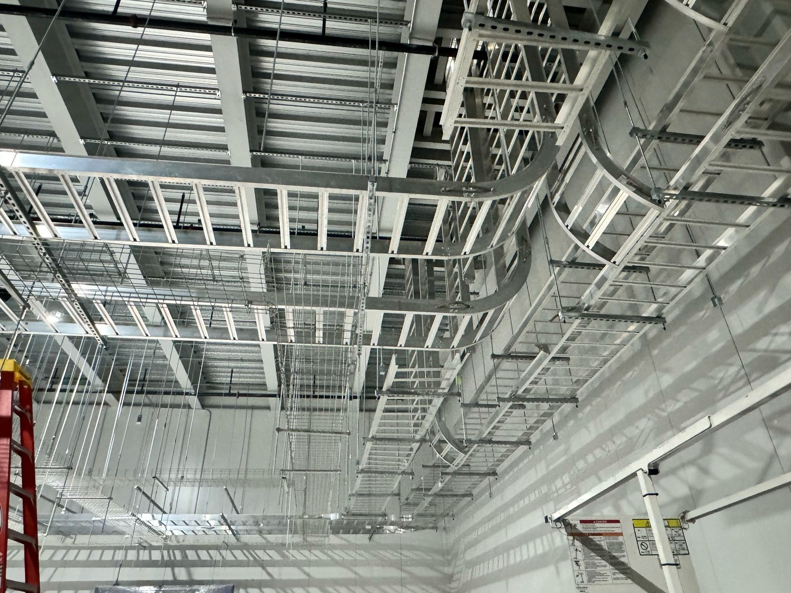 Ladder tray runs overhead