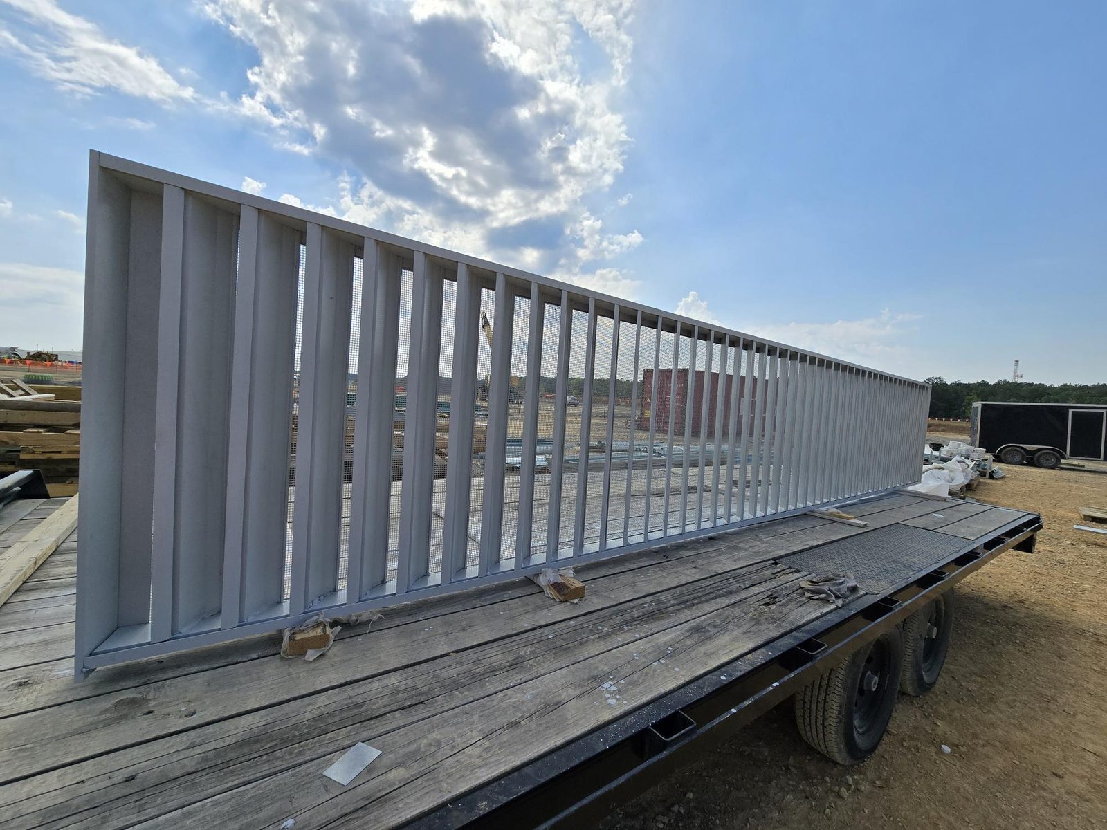 Oversized louver unit on a trailer, ready to set at the S-JV battery plant