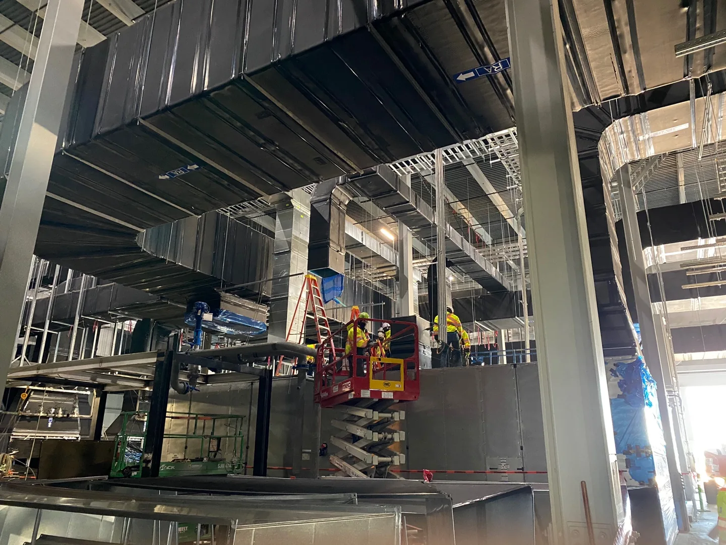 Ductwork installation in a plant